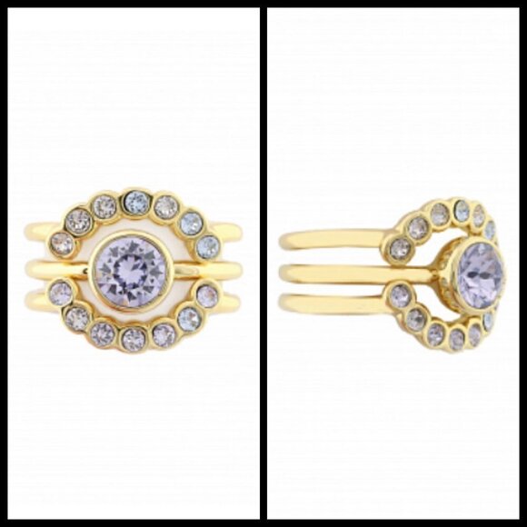 💕TED BAKER💕 Crystal Stacking Ring Light Blue - Picture 5 of 8